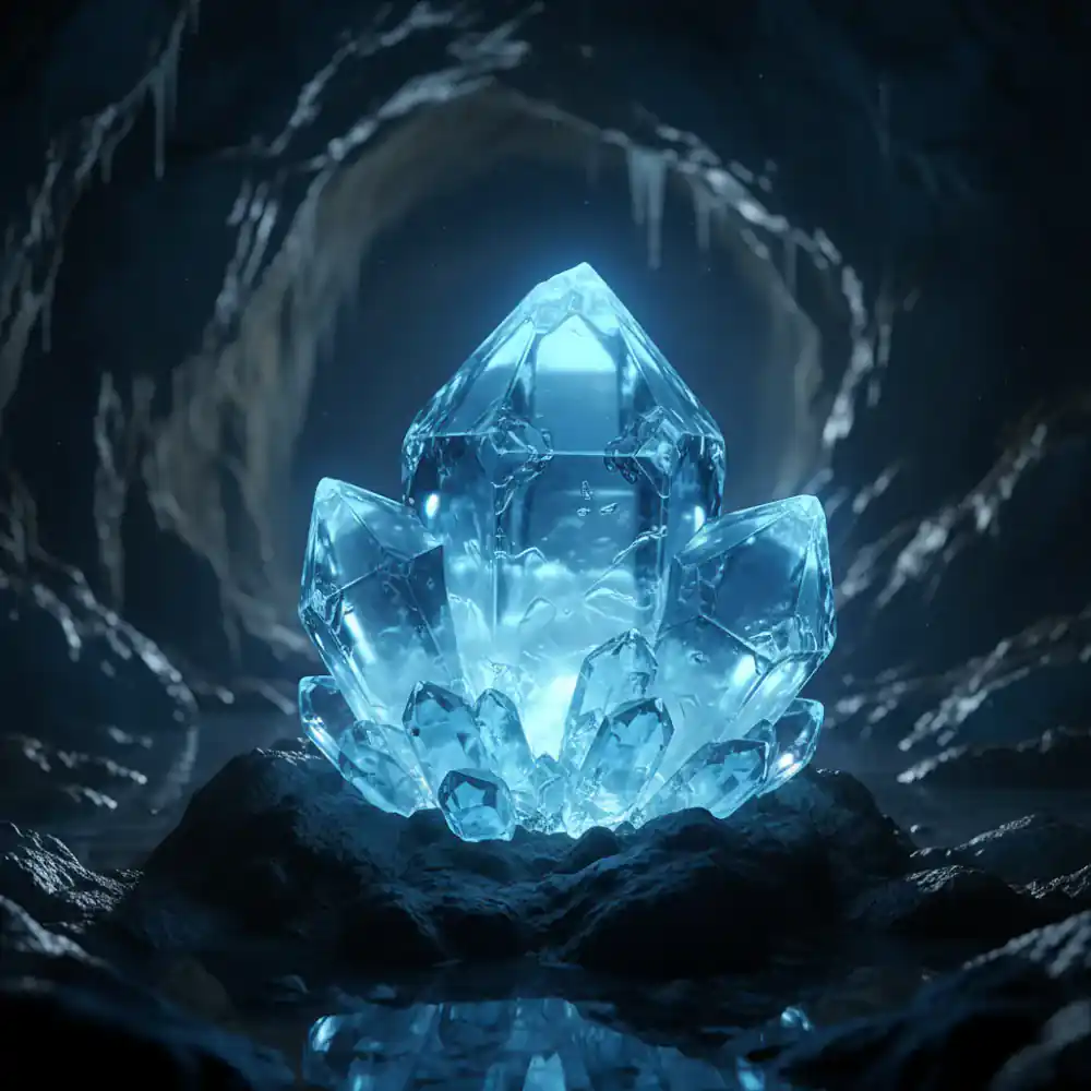 Glowing blue crystal