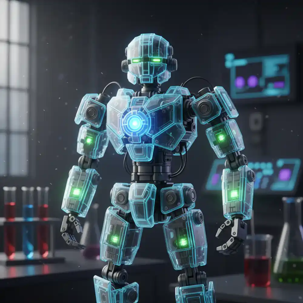 Glowing assembled robot construction toy