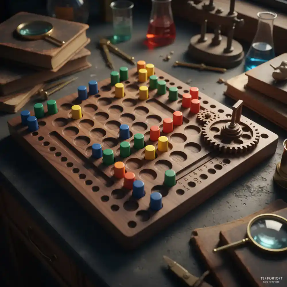 Beautifully crafted wooden logic and counting board with colored pegs