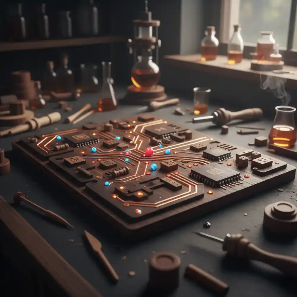 Wooden circuit logic board