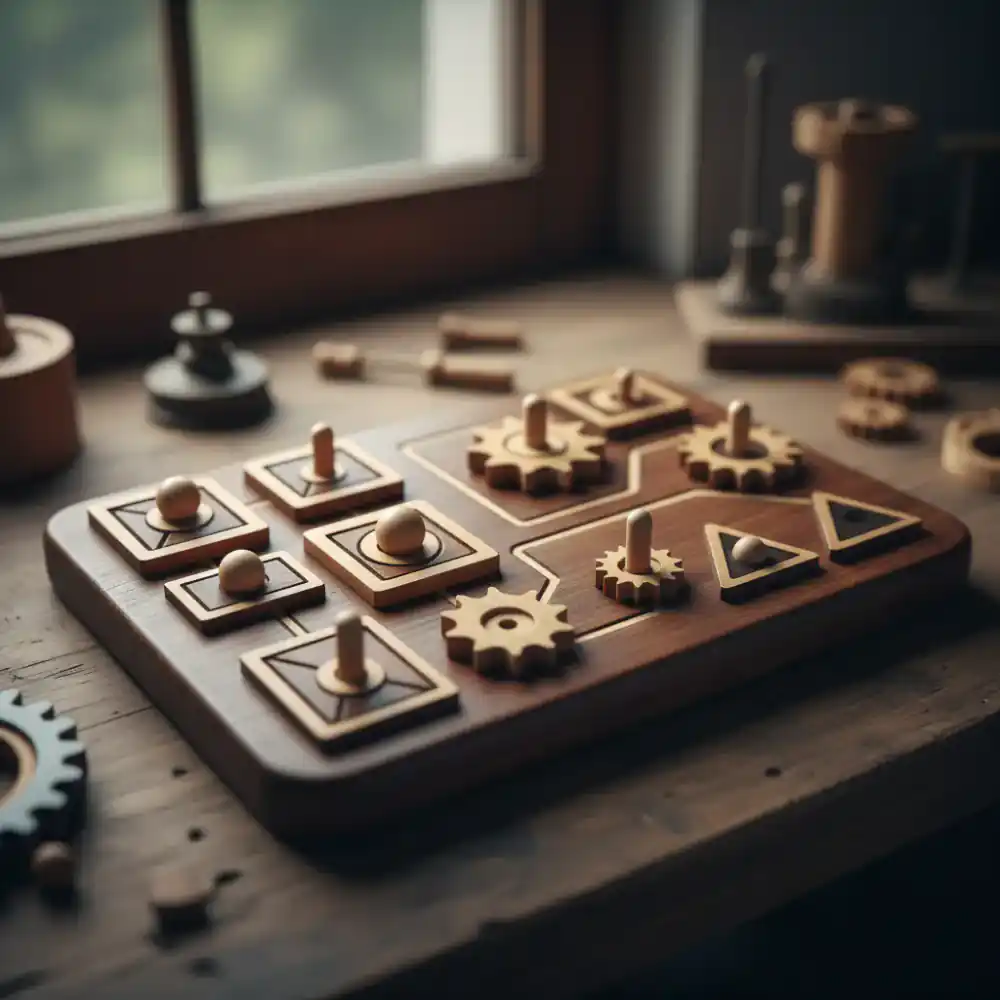 Wooden circuit and logic board for toddlers
